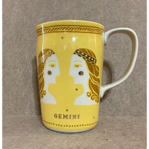 Danielle Kroll For Anthropologie Mug Gemini Zodiac 4.75" Tall Yellow Coffee Cup